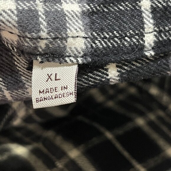 JACHS Flannel Shirt Button Front Black White Plaid XL Extra Large Thick Fabric - Picture 3 of 8
